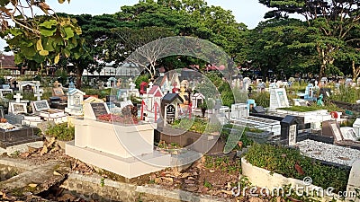 Muslim and Cristian public graves Editorial Stock Photo