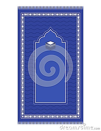 Muslim dark blue prayer rug. Islamic textile. Minimal designs Vector Illustration