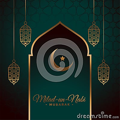 Muslim eid milad un nabi festival card Vector Illustration