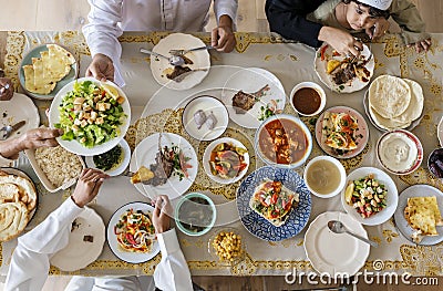 Muslim family having a Ramadan feast Stock Photo