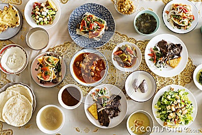 Muslim family having a Ramadan feast Stock Photo