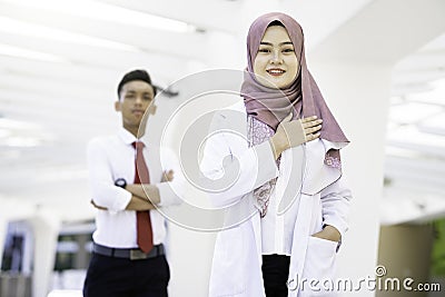 Muslim frontliner of healthcare providers ready to serve the country Stock Photo