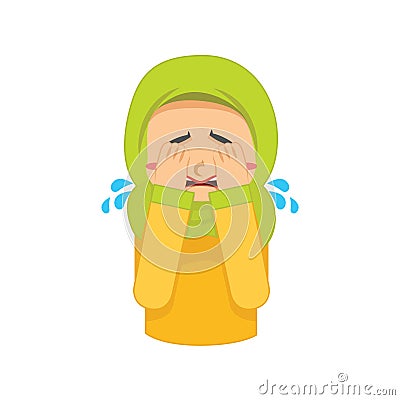 muslim girl crying. Vector illustration decorative design Vector Illustration