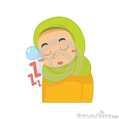 muslim girl falling asleep. Vector illustration decorative design Vector Illustration