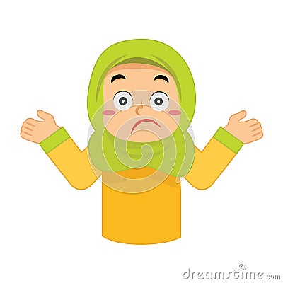 muslim girl feeling unsure. Vector illustration decorative design Vector Illustration