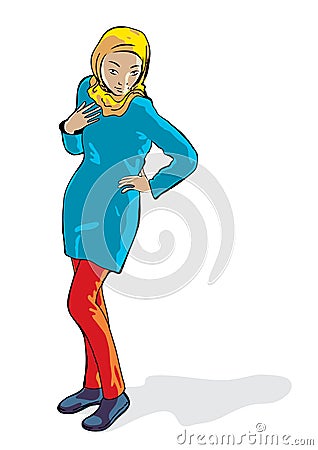 Muslim girl in a headscarf and traditional clothing. Woman in hijab. Vector illustration in cartoon style Vector Illustration