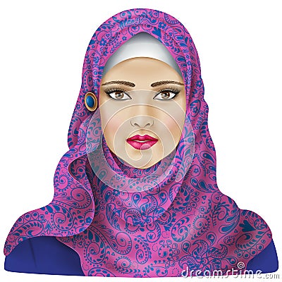 Muslim girl in hijab Vector Illustration