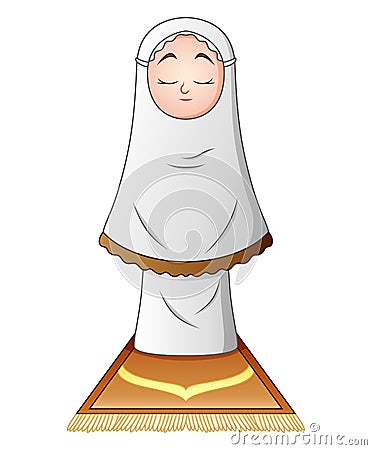 Muslim girl praying isolated on white background Vector Illustration