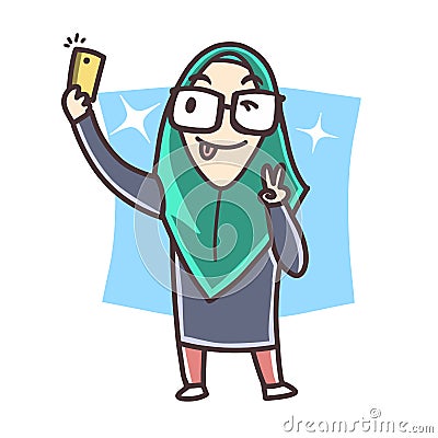 Muslim girl selfie Stock Photo