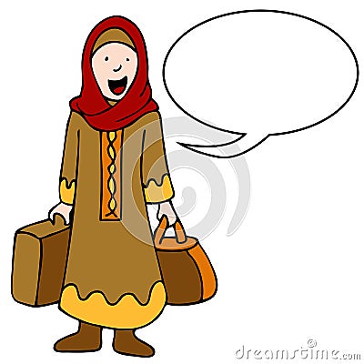 Muslim Girl Traveler Vector Illustration