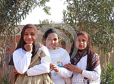 Muslim Girls smiling in Egypt Editorial Stock Photo