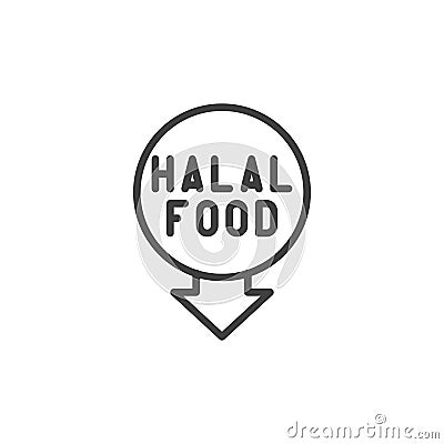 Muslim halal sticker line icon Vector Illustration