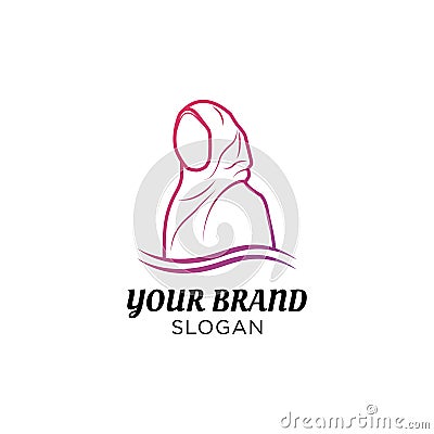 Muslim hijab logo template design Vector Illustration