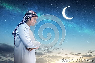 A Muslim man with agal in a praying position (salat Stock Photo