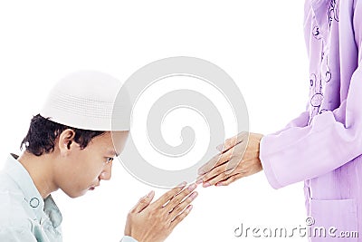 Muslim man apologize to someone Stock Photo