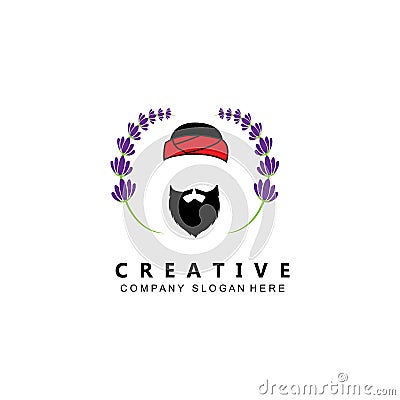 Muslim man islamic logo icon vector, veiled headscarf and hat inspiration template, illustration Vector Illustration