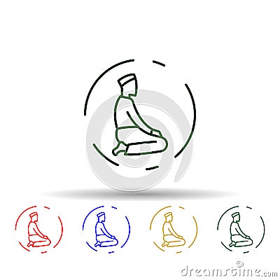 Muslim man prayer julus multi color icon. Simple thin line, outline vector of prayer icons for ui and ux, website or mobile Stock Photo