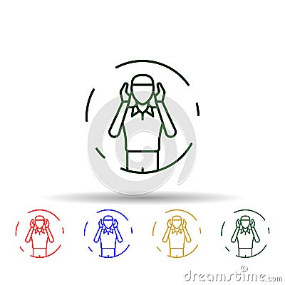 Muslim man prayer takbir multi color icon. Simple thin line, outline vector of prayer icons for ui and ux, website or mobile Stock Photo