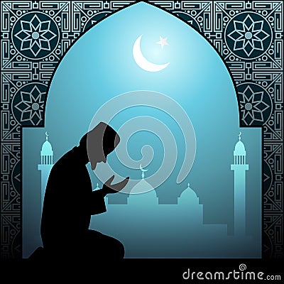 Muslim man praying islamic illustration Vector Illustration