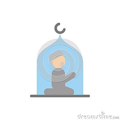 Muslim man praying mosque icon. Simple color vector elements of islam icons for ui and ux, website or mobile application Stock Photo