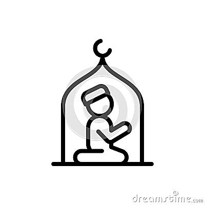 Muslim man praying mosque icon. Simple line vector elements of islam icons for ui and ux, website or mobile application Stock Photo