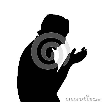 Muslim man praying silhouette black and white ramadhan Stock Photo