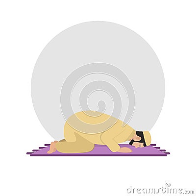 Muslim man prays. namaz flat illustration. islam icon Vector Illustration