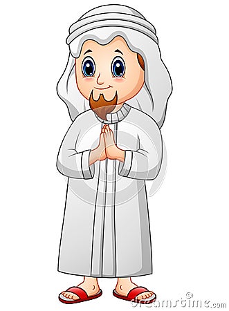 Muslim men cartoon greeting Vector Illustration