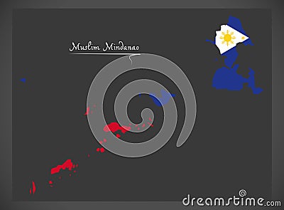 Muslim Mindanao map of the Philippines with Philippine national Vector Illustration