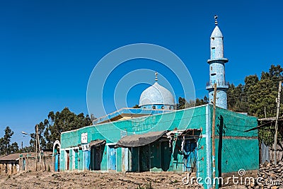 Mosque on the road from Gondar to the Simien mountains, Ethiopia, Africa Editorial Stock Photo