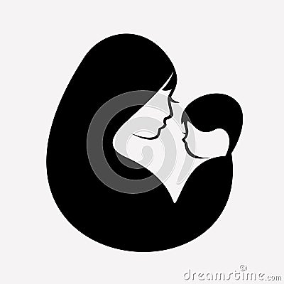 Muslim mother and baby vector symbol Vector Illustration