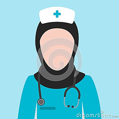 Muslim Nurse Paramedic Avatar Wearing Hijab Clipart Icon PNG Illustration Stock Photo