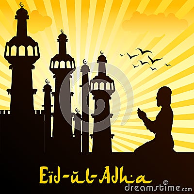 Muslim offering namaaz for Eid Vector Illustration