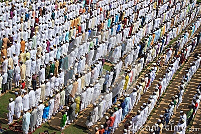 Muslim prayer. A group of Muslim are praying. Editorial Stock Photo