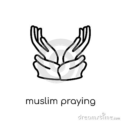 Muslim Praying Hands icon. Trendy modern flat linear vector Muslim Praying Hands icon on white background from thin line Religion Vector Illustration