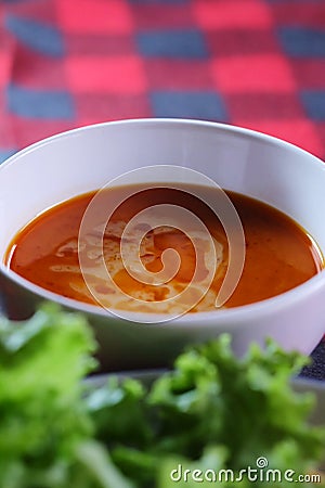 Muslim salad with sauce on wood table and have some space for write wording Stock Photo