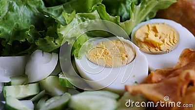Muslim salad with sauce on wood table and have some space for write wording Stock Photo