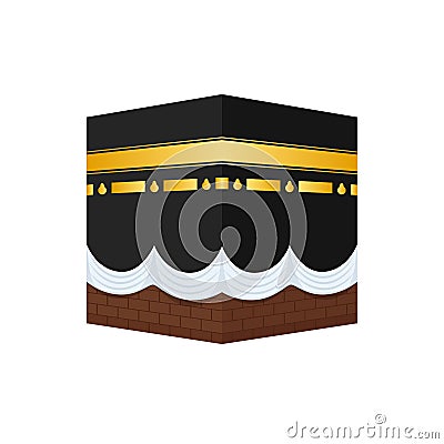 Muslim shrine of Sharif Kaaba, in courtyard mosque in Mecca. Vector Illustration