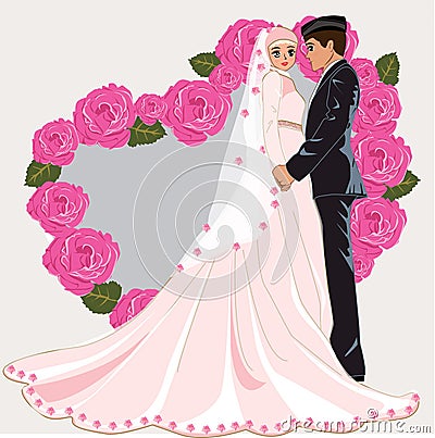 Muslim wedding cartoon Stock Photo