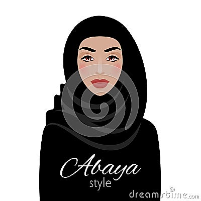 Muslim woman in hijab. Beautiful arabian lady. Vector Illustration