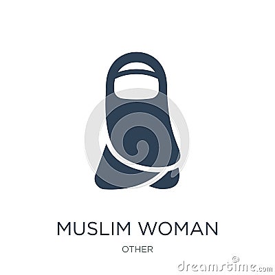 muslim woman with hijab icon in trendy design style. muslim woman with hijab icon isolated on white background. muslim woman with Vector Illustration