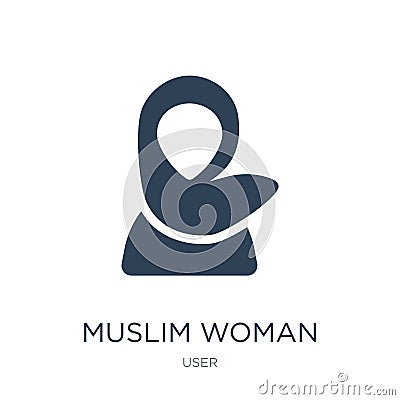 muslim woman icon in trendy design style. muslim woman icon isolated on white background. muslim woman vector icon simple and Vector Illustration