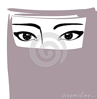 Muslim woman in niqab, arabian girl portrait, vector illustration Vector Illustration