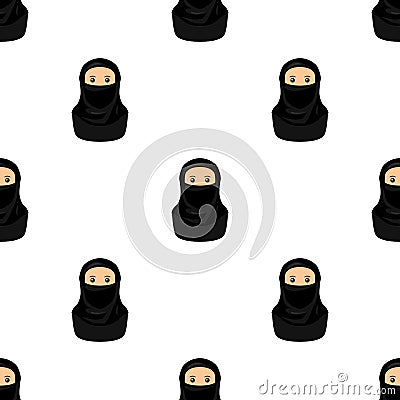 Muslim Woman and Niqab Seamless Pattern Vector Illustration