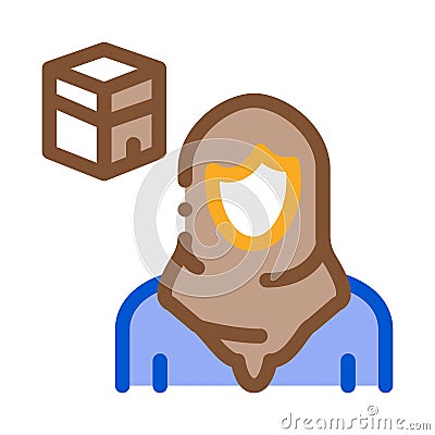 Muslim woman pilgrim icon vector outline illustration Vector Illustration