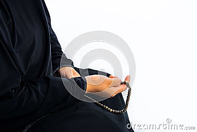 Muslim woman praying for Allah, muslim God Stock Photo