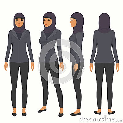 Muslim woman, vector arab business character, Vector Illustration