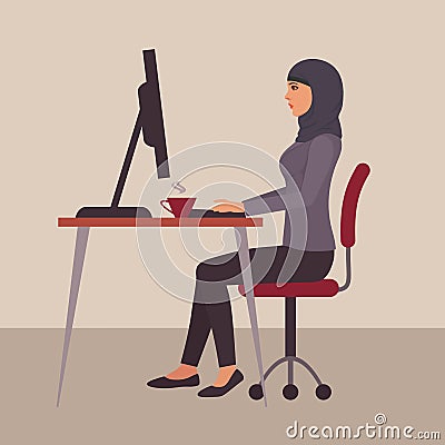 Muslim woman, vector arab business character, Vector Illustration