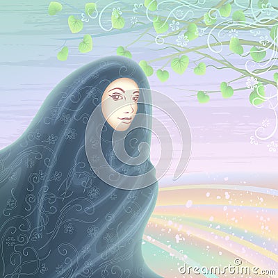 Muslim woman wearing a hijab Vector Illustration