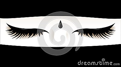 Muslim woman's closed eyes. Face covered with a niqab -face cover-. Illustration. . Stock Photo